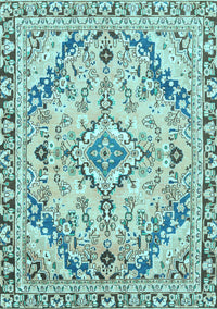 Abstract Light Blue Modern Rug, abs2826lblu