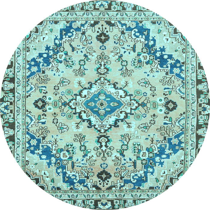 Round Abstract Light Blue Modern Rug, abs2826lblu