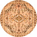 Round Abstract Orange Modern Rug, abs2826org