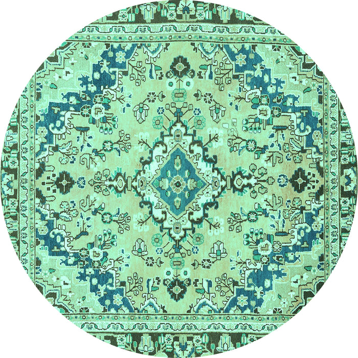Round Machine Washable Abstract Turquoise Modern Area Rugs, wshabs2826turq