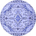 Round Abstract Blue Modern Rug, abs2826blu