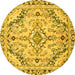 Round Abstract Yellow Modern Rug, abs2826yw