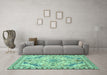 Machine Washable Abstract Turquoise Modern Area Rugs in a Living Room,, wshabs2826turq