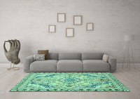 Machine Washable Abstract Turquoise Modern Rug, wshabs2826turq