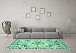 Machine Washable Abstract Turquoise Modern Area Rugs in a Living Room,, wshabs2826turq
