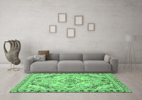 Machine Washable Abstract Emerald Green Modern Rug, wshabs2826emgrn