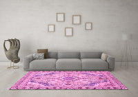 Machine Washable Abstract Pink Modern Rug, wshabs2826pnk