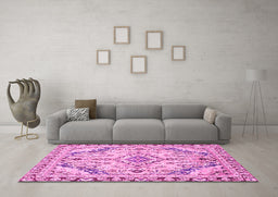 Machine Washable Abstract Pink Modern Rug in a Living Room, wshabs2826pnk