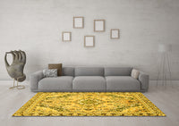 Machine Washable Abstract Yellow Modern Rug, wshabs2826yw