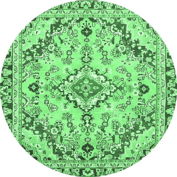 Round Abstract Emerald Green Modern Rug, abs2826emgrn