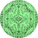 Round Abstract Emerald Green Modern Rug, abs2826emgrn