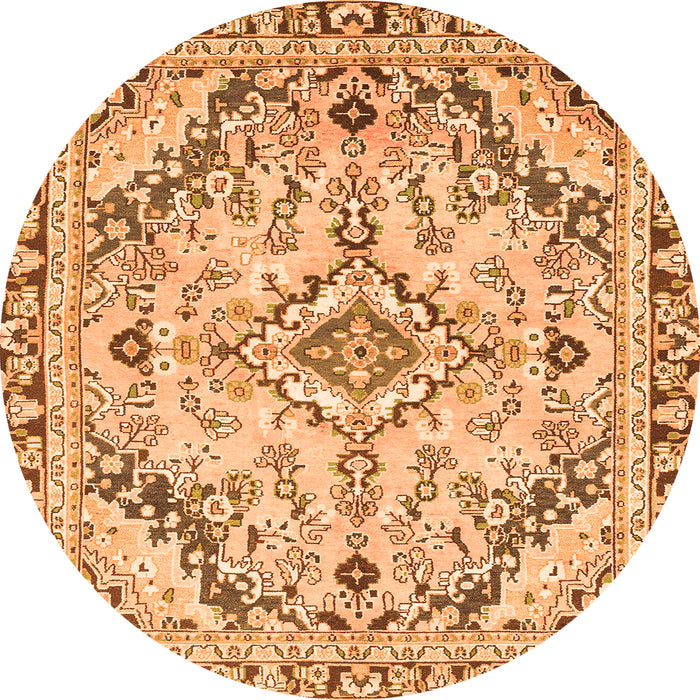 Round Machine Washable Abstract Orange Modern Area Rugs, wshabs2826org