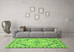 Machine Washable Abstract Green Modern Area Rugs in a Living Room,, wshabs2826grn