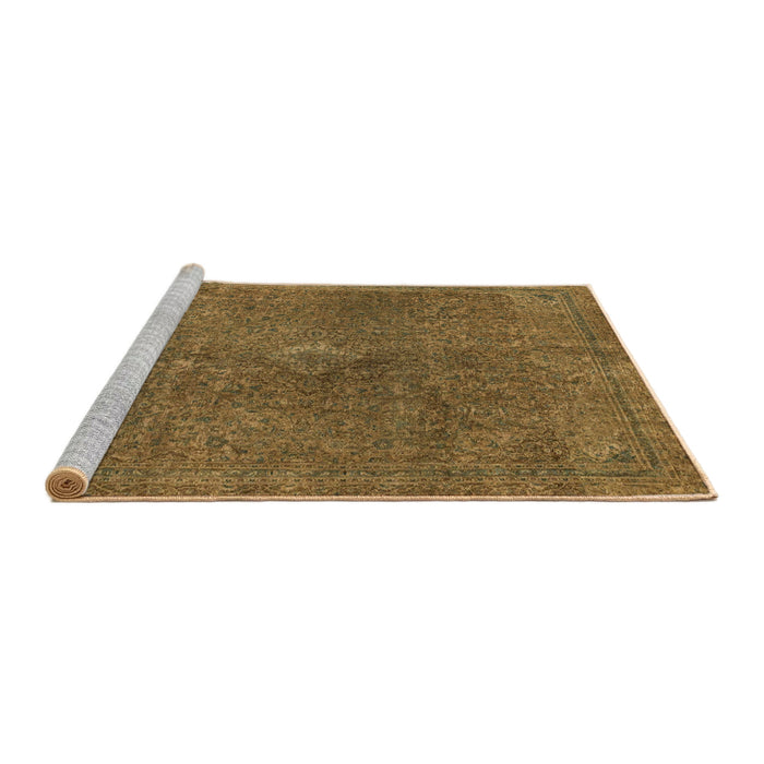Sideview of Machine Washable Abstract Cinnamon Brown Rug, wshabs2827