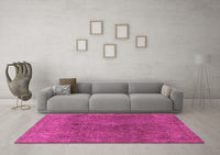 Machine Washable Abstract Pink Modern Rug, wshabs2827pnk