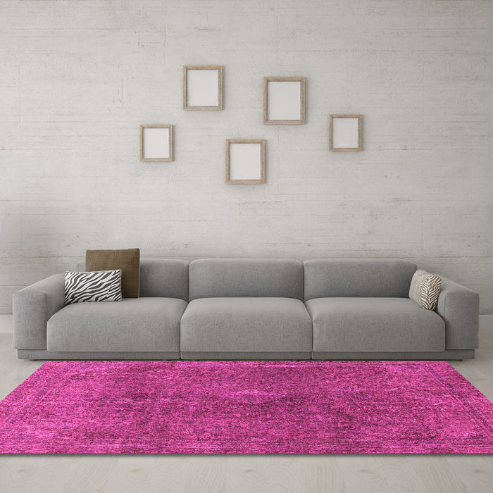 Machine Washable Abstract Pink Modern Rug in a Living Room, wshabs2827pnk