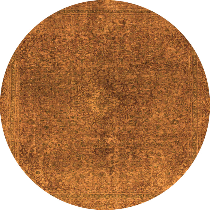 Round Machine Washable Abstract Orange Modern Area Rugs, wshabs2827org