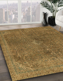 Abstract Cinnamon Brown Modern Rug in Family Room, abs2827