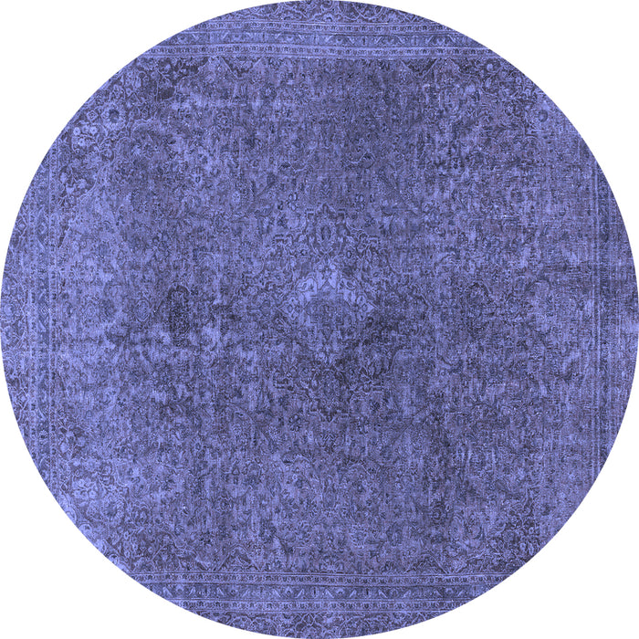 Round Machine Washable Abstract Blue Modern Rug, wshabs2827blu