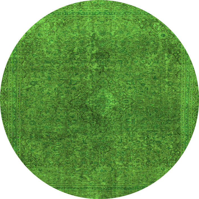 Round Machine Washable Abstract Green Modern Area Rugs, wshabs2827grn