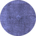 Round Abstract Blue Modern Rug, abs2827blu