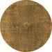 Round Abstract Brown Modern Rug, abs2827brn