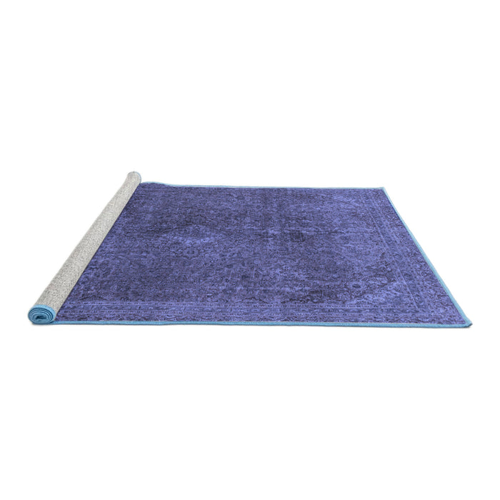 Sideview of Machine Washable Abstract Blue Modern Rug, wshabs2827blu
