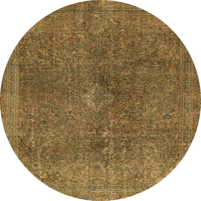 Round Machine Washable Abstract Cinnamon Brown Rug, wshabs2827