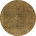 Round Machine Washable Abstract Cinnamon Brown Rug, wshabs2827