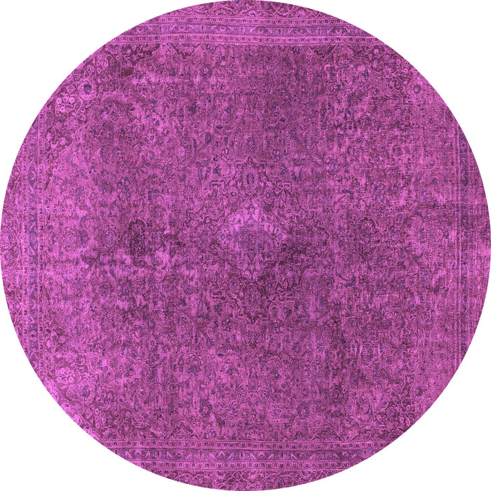 Round Abstract Purple Modern Rug, abs2827pur