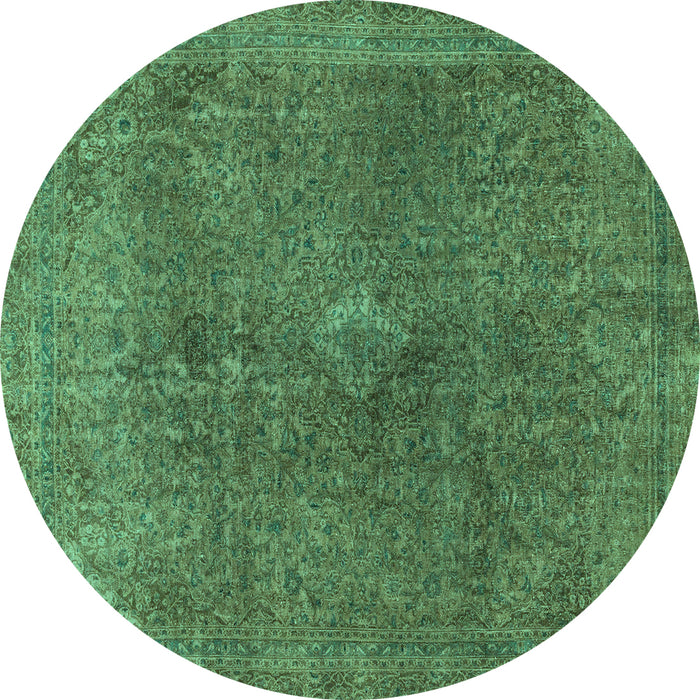 Round Abstract Turquoise Modern Rug, abs2827turq
