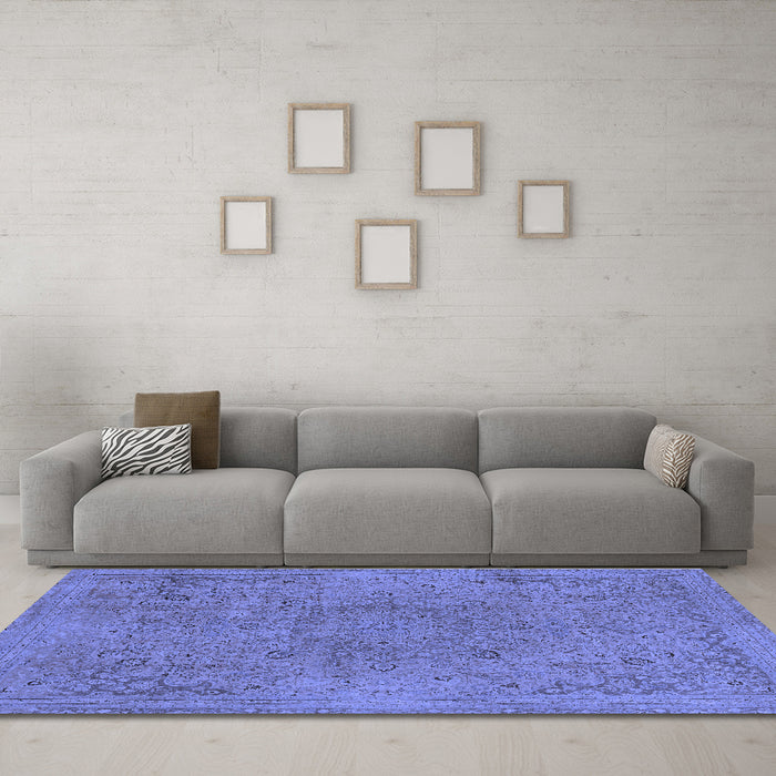 Machine Washable Abstract Blue Modern Rug in a Living Room, wshabs2828blu