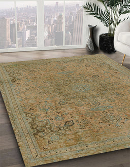 Abstract Copper Green Modern Rug in Family Room, abs2828