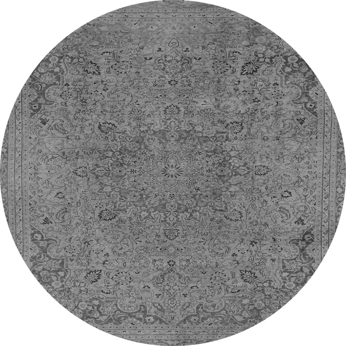 Round Machine Washable Abstract Gray Modern Rug, wshabs2828gry