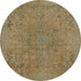 Round Abstract Copper Green Modern Rug, abs2828