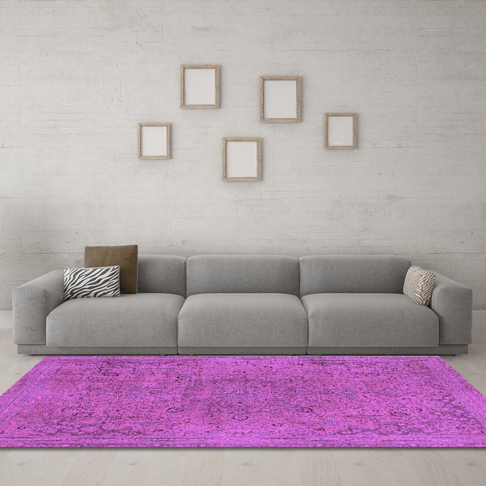 Machine Washable Abstract Purple Modern Area Rugs in a Living Room, wshabs2828pur