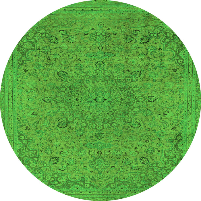 Round Abstract Green Modern Rug, abs2828grn