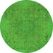 Round Abstract Green Modern Rug, abs2828grn