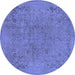 Round Machine Washable Abstract Blue Modern Rug, wshabs2828blu