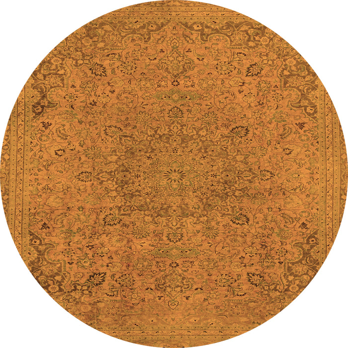 Round Machine Washable Abstract Orange Modern Area Rugs, wshabs2828org