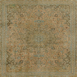 Square Abstract Copper Green Modern Rug, abs2828
