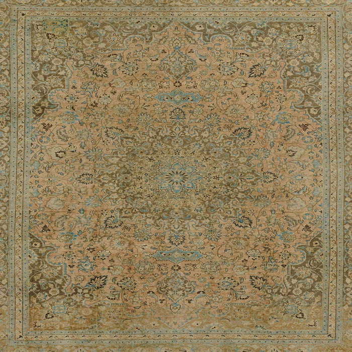 Square Abstract Copper Green Modern Rug, abs2828