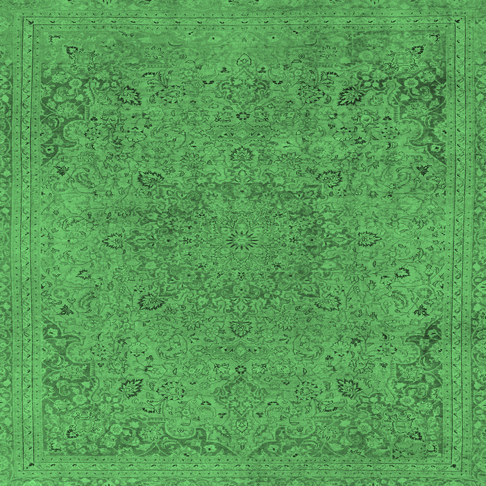 Square Machine Washable Abstract Emerald Green Modern Area Rugs, wshabs2828emgrn