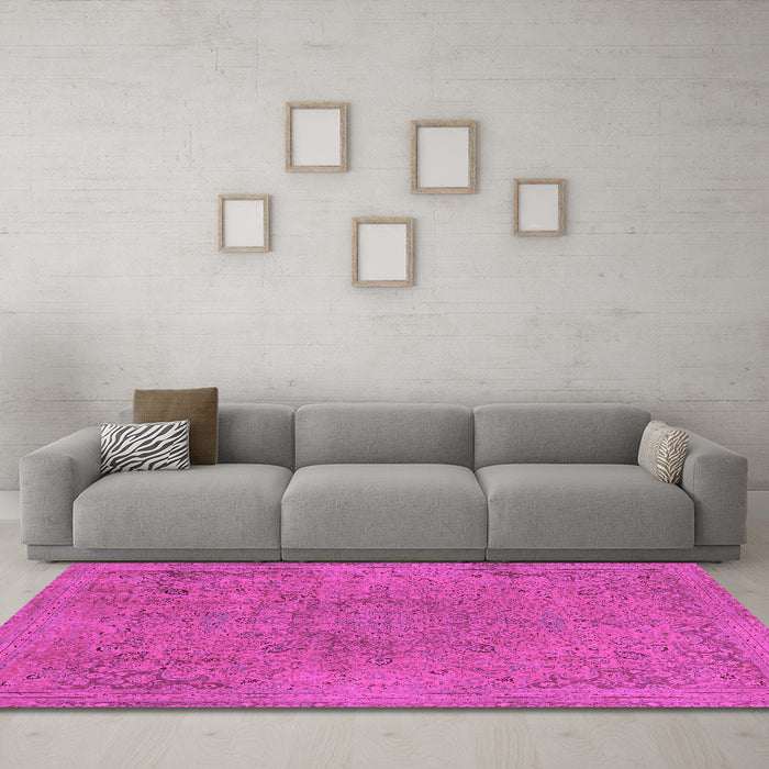 Machine Washable Abstract Pink Modern Rug in a Living Room, wshabs2828pnk
