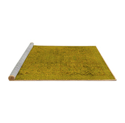 Sideview of Machine Washable Abstract Yellow Modern Rug, wshabs2828yw