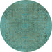 Round Machine Washable Abstract Light Blue Modern Rug, wshabs2828lblu