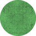 Round Abstract Emerald Green Modern Rug, abs2828emgrn