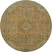 Round Machine Washable Abstract Oak Brown Rug, wshabs2829