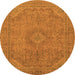 Round Abstract Orange Modern Rug, abs2829org