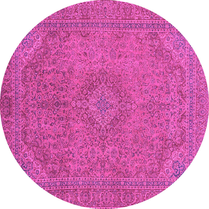 Round Machine Washable Abstract Pink Modern Rug, wshabs2829pnk